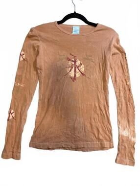 Sledge USA T-Shirt Womens XL Brown Long Sleeve Graphic Print Crew Neck Y2K